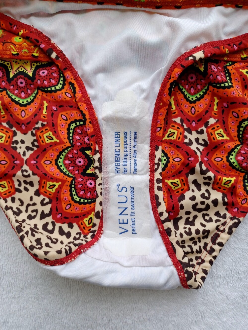 Venus Flirty Leopard Jungle Mosaic Bikini Set, Top Size B, Bottom Size 4 - Picture 14 of 15